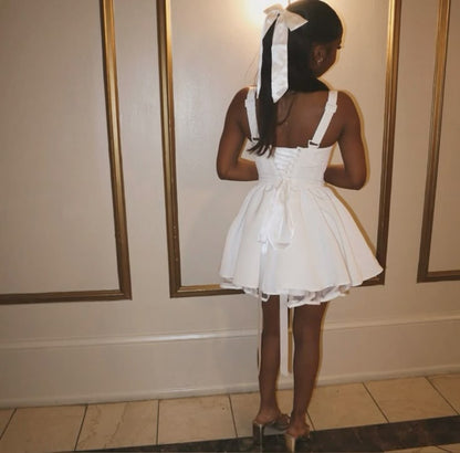White A Line Homecoming Dress Short Party Dress    fg7728