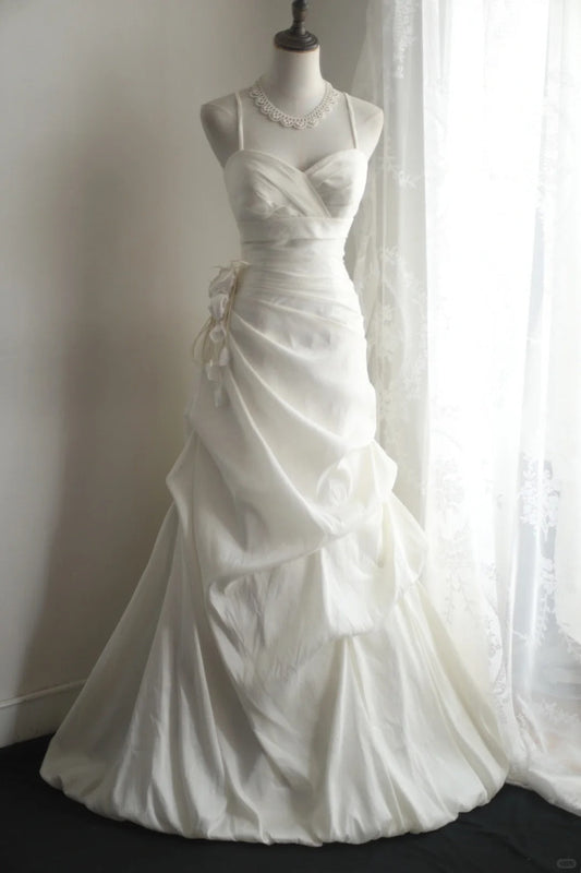 White Party Dress Long Evening Dress Princess Wedding Dress    fg8109