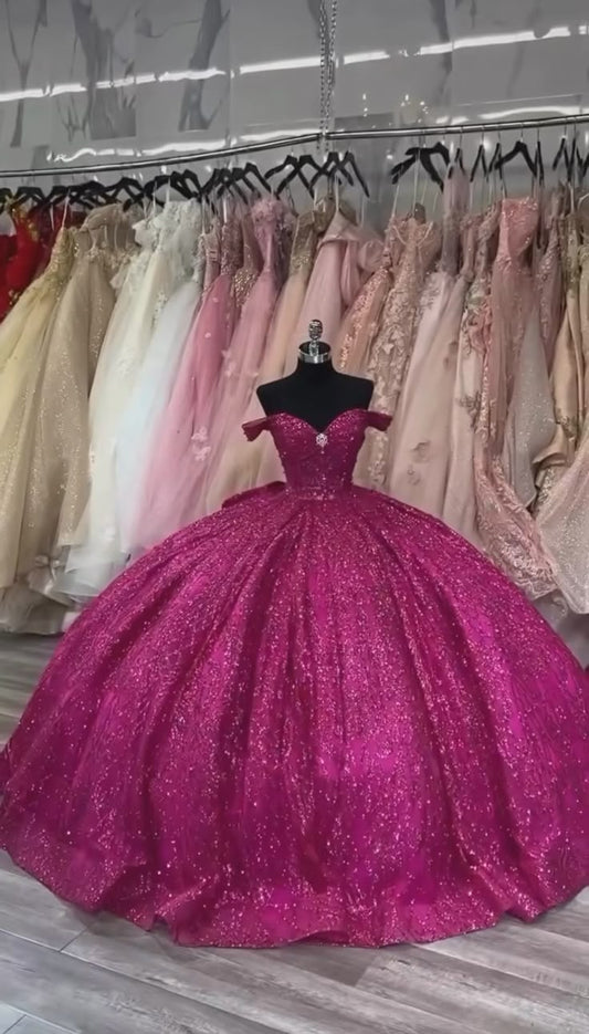 Sparkly Quinceanera Dress Off Shoulder A Line Birthday Party Princess Ball Gown   fg7950