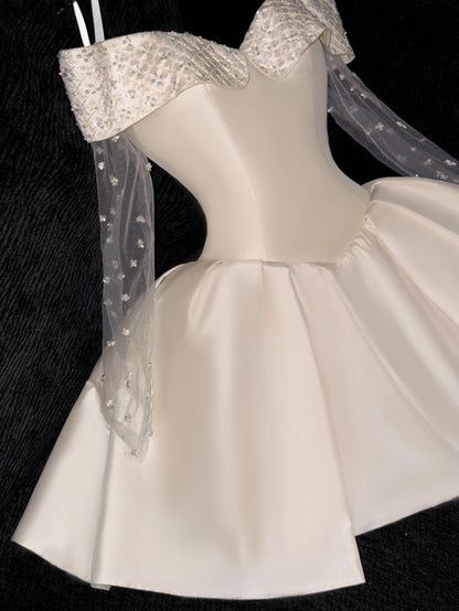 Off Shoulder Short Prom Dress Homecoming Dress Short Wedding Party Dress    fg7677