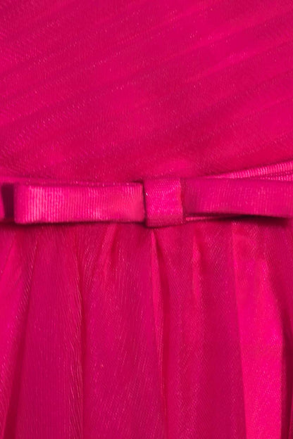 Fuchsia Straps A-line Tulle Tea-Length Prom Dress