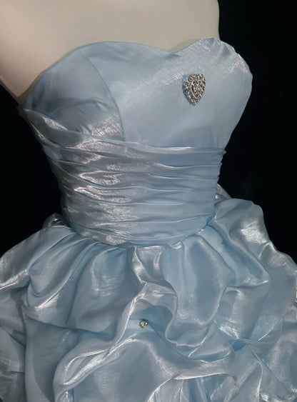 A Line Sky Blue Birthday Outfit Short Evening Dress Short Party Dress Vintage  Homecoming Dress   fg8082