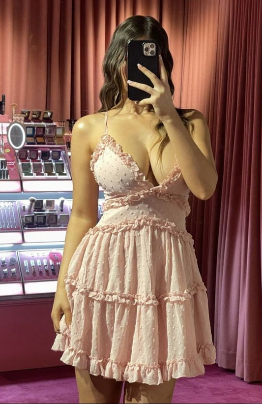 A Line Pink Short Prom Dress Birthday Party Dress Homecoming Dress   fg8183