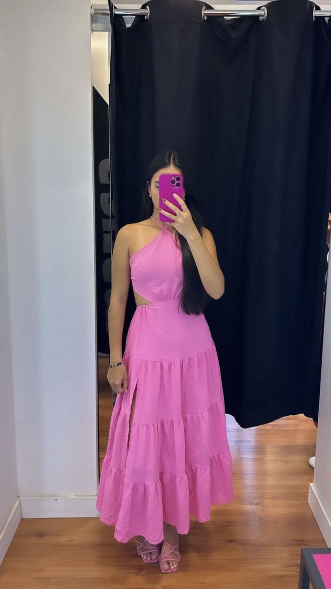 A Line Pink Halter Simple Formal Dress New Arrive Party Dress Evening Dress   fg7936