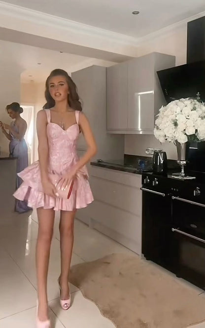Pink Short Evening Dress Homecoming Dress Short Party Dress    fg7806