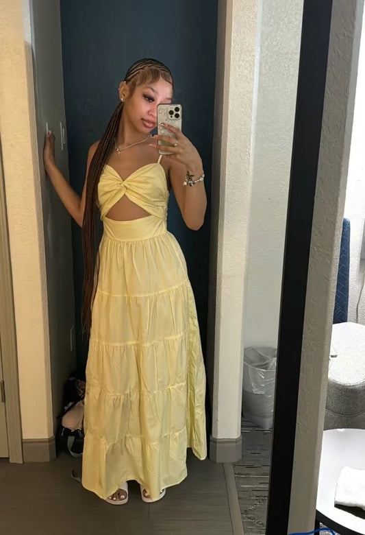 Yellow Fashion Long Prom Dress Evening Party Dresses  fg7738