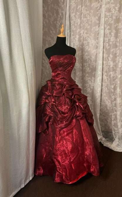 A Line Burgundy Long Prom Dress Evening Party Dresses  fg7745