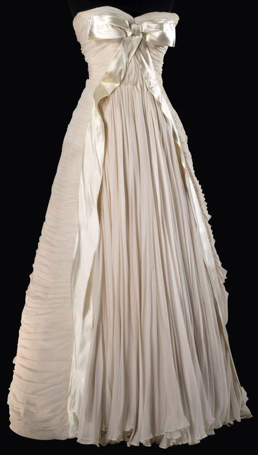 Vintage Ivory Prom Party Dress Long Formal Evening Dress    fg7500