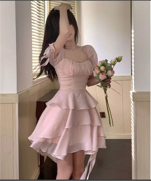 A Line Pink Short Prom Dress Birthday Party Dress Homecoming Dress   fg8138