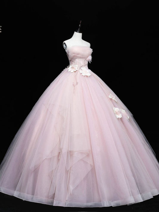 Tulle Lace Applique Long Prom Dresses, Sweet 16 Dresses    fg5704