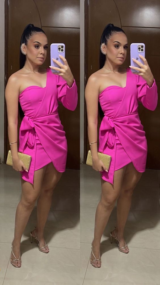 One Shoulder Short Prom Party Dress Short Evening Gowns     fg5740