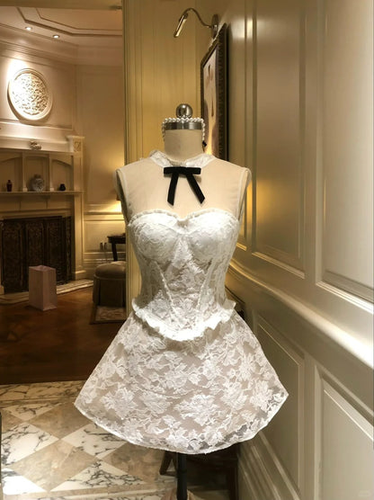 Elegant Homecoming Dress Jewel Lace Dress Back to School Outfits Party Dress  D6400