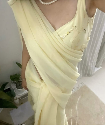 Yellow Two Piece Evening Dresses Long Prom Gowns  fg7473