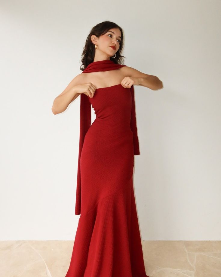 Strapless Mermaid Red Long Prom Dress Evening Dresses        fg6686