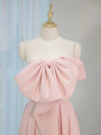 A-Line Satin Pink Long Prom Dress, Pink Long Formal Dress       fg6809
