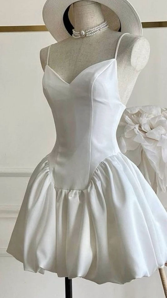 Simple A line Short Birthday Dress Satin Straps Homecoming Dresses          fg6621