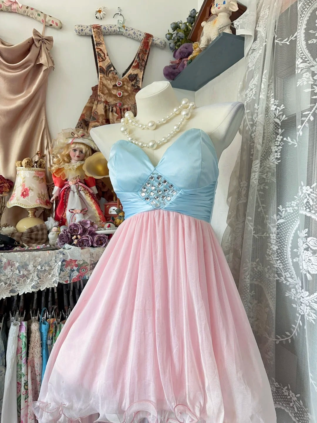 Charming Homecoming Dress Sweetheart Tulle Rinestone Hi-Lo Prom Dress Back to School Outfits Party Dress  D6192