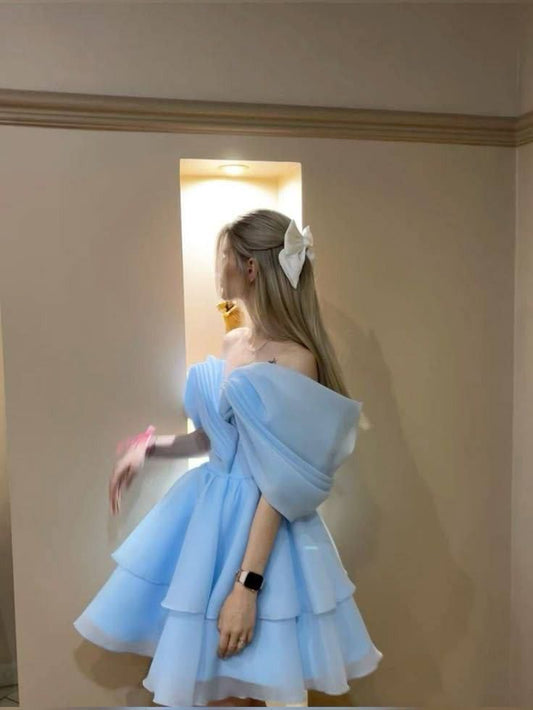 A Line Tulle Off Shoulder Short Evening Dress Cocktail Dresses Short Party Dress    fg7844