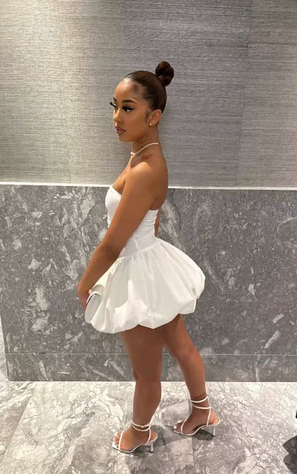 A Line White Homecoming Dress Short Evening Dress Cocktail Dresses Short Party Dress   fg7919