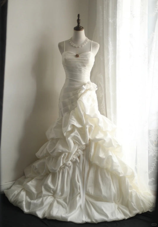 White Party Dress Long Evening Dress Princess Wedding Dress    fg8110