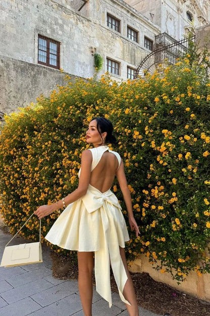 Sleeveless High-Waist Mini Dress Homecoming Dress Short Party Dress    fg7801