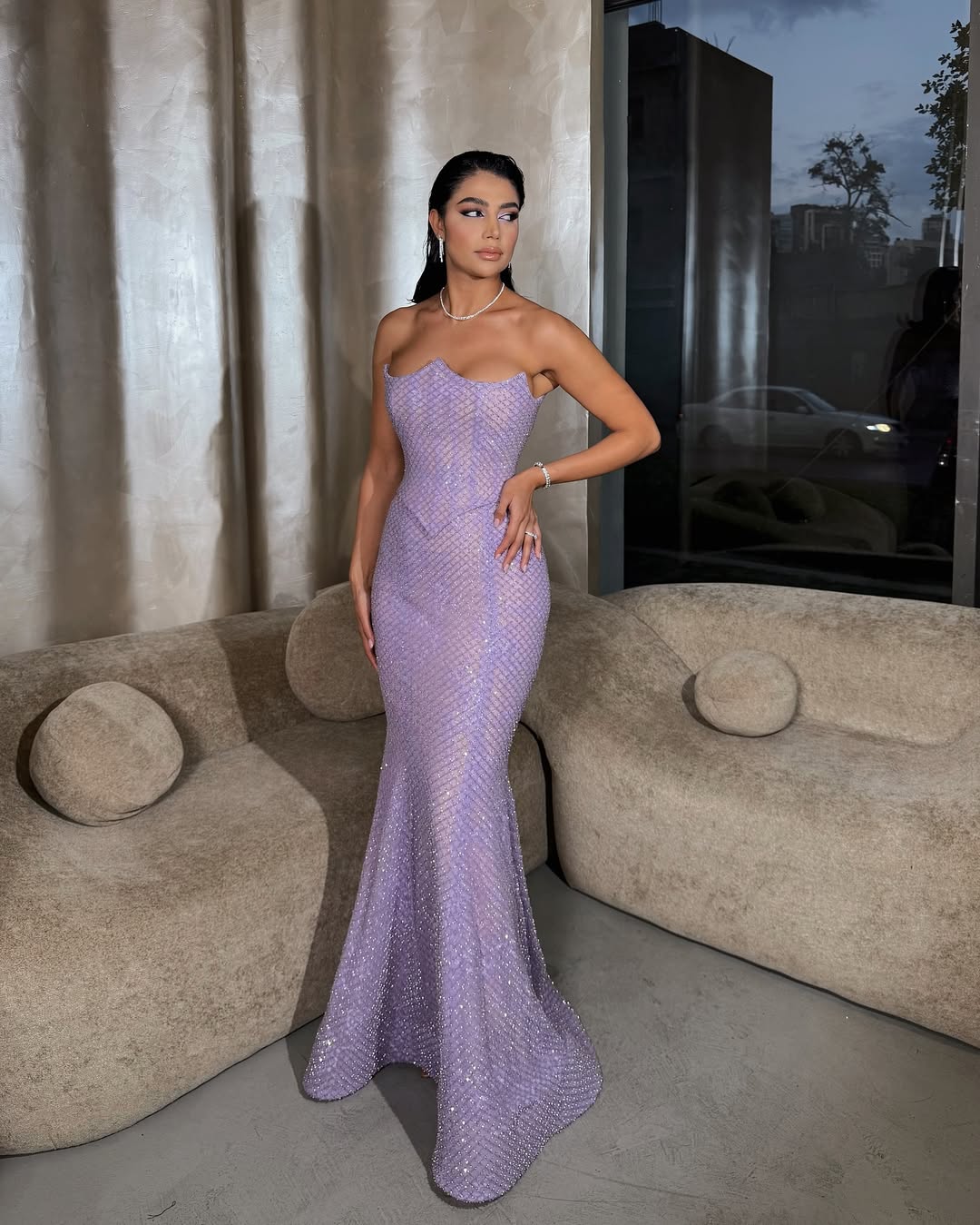 Sleeveless Strapless Mermaid Sequins Prom Dress