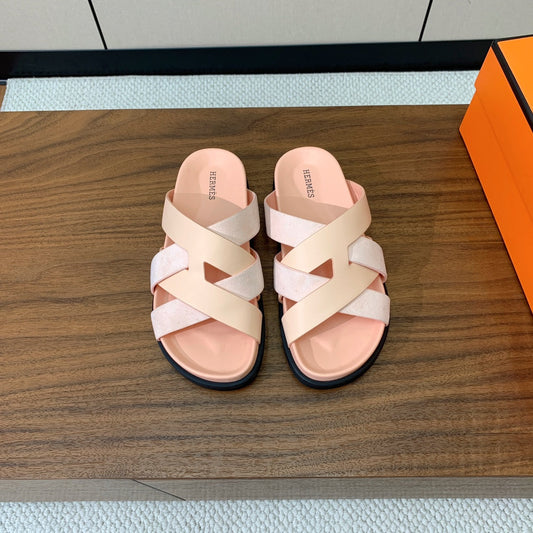 HM Kazimir Sandal Pale Pink Suede Calfskin 293991