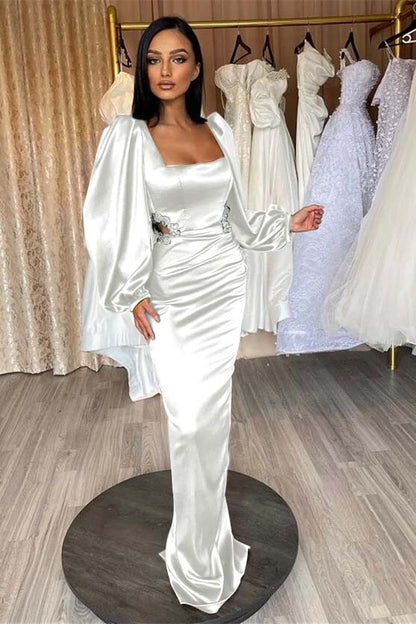 Glamorous Long Puff Sleeves Mermaid Prom Dress With Appliques
