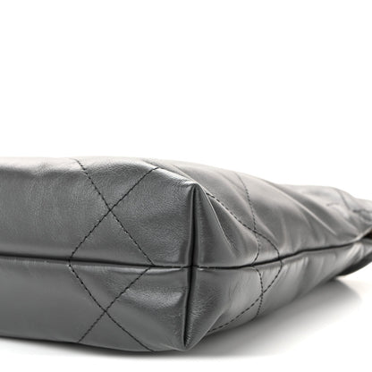 Shiny Calfskin Quilted Mini Chanel 22 Dark Grey
