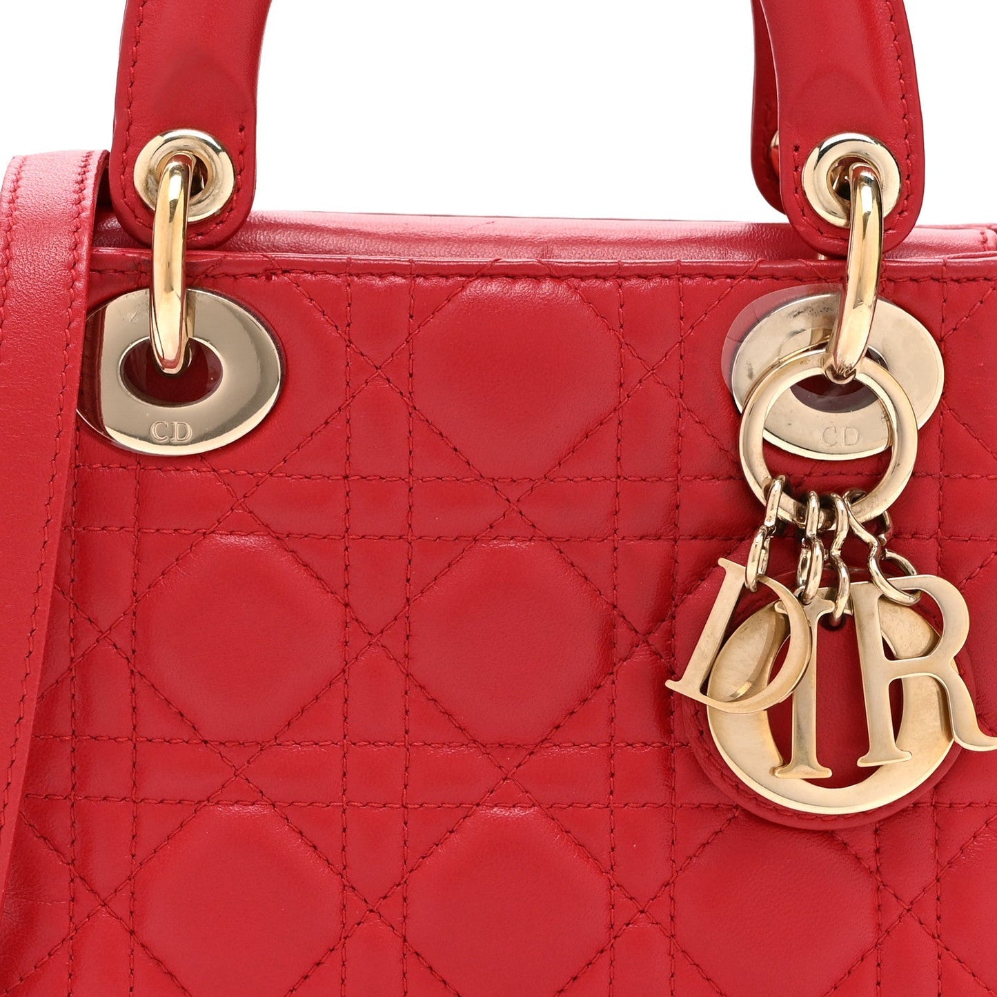 Lambskin Cannage Mini Lady Dior Red
