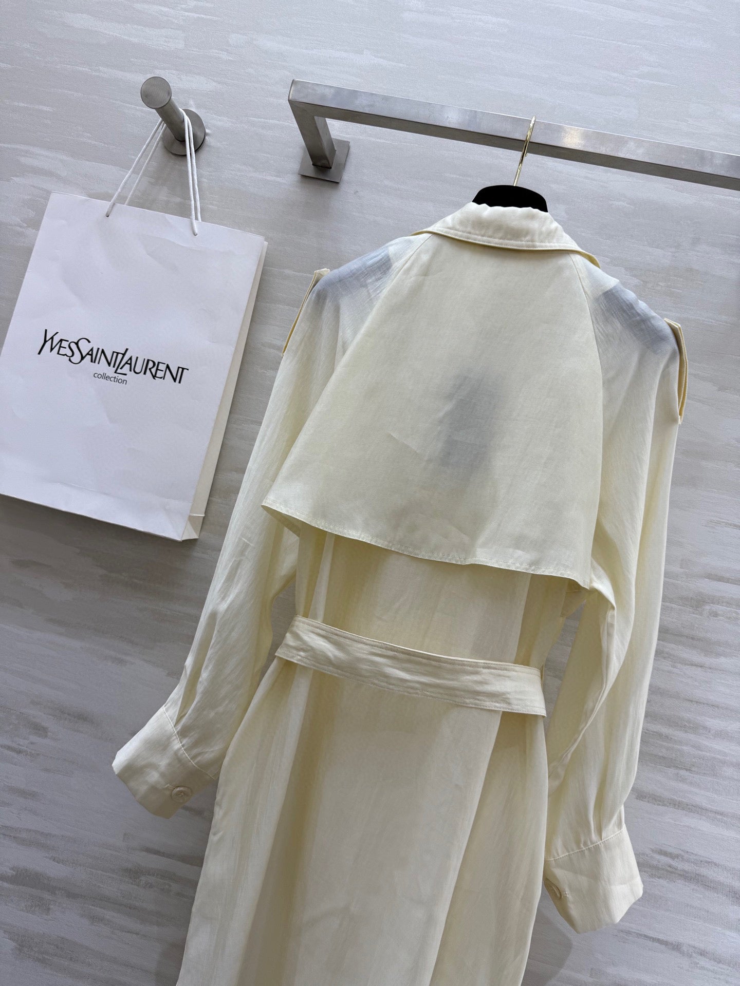 YSL 25 Windbreaker Jacket Cream Tencel