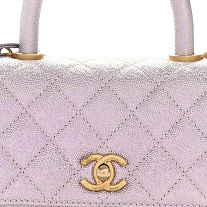 Metallic Caviar Quilted Mini Coco Handle Flap Light Pink