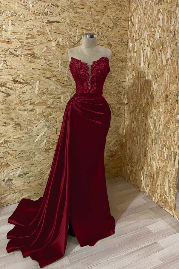 Sleeveless Mermaid Evening  Appliques Dress With Slit
