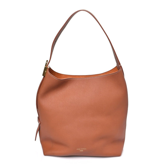 Grained Calfskin Low Key Hobo MM Cognac