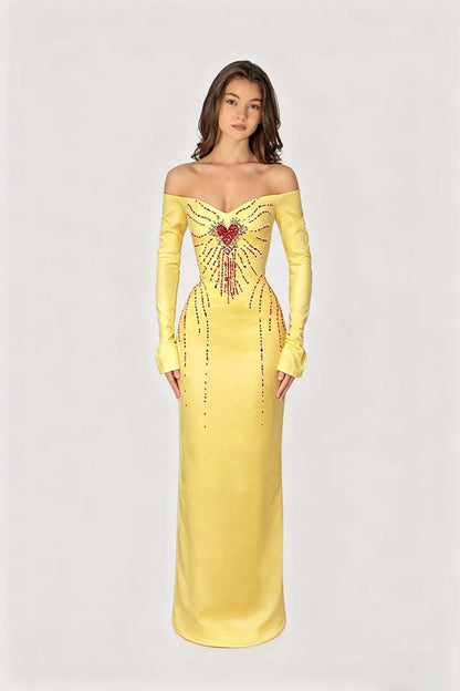 Enchanting Black Velvet Long Sleeves Strapless Evening Dress with Rhinestone