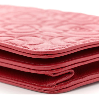 Caviar Camellia Embossed Wallet On Chain WOC Red