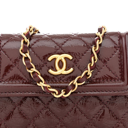 Shiny Aged Calfskin Quilted Waist Belt Bag Burgundy