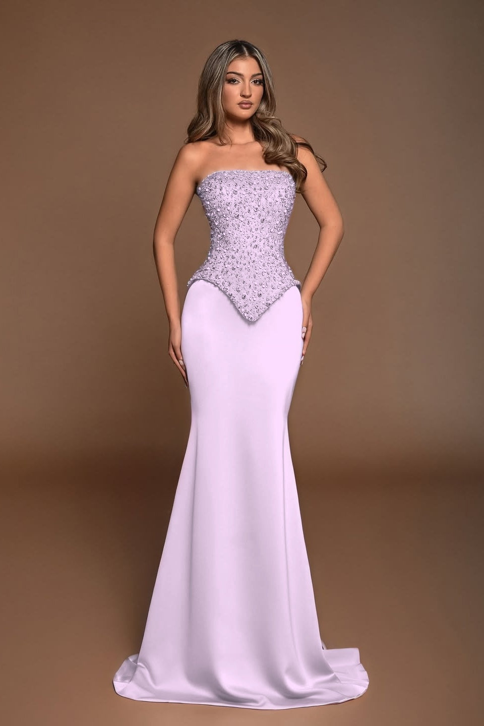 Sleeveless Square Strapless Mermaid Prom Dress With Beads
