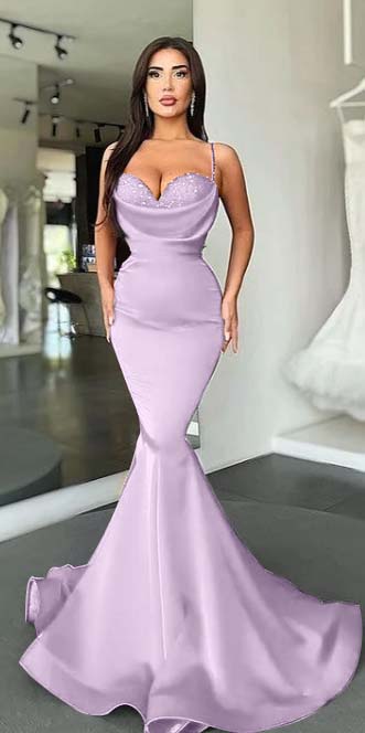 Mermaid Red Spaghetti-Straps Prom Dress Long