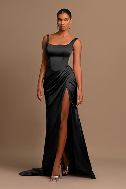 Dusty Rose Spaghetti-Straps Square Neck Mermaid Prom Dress Online