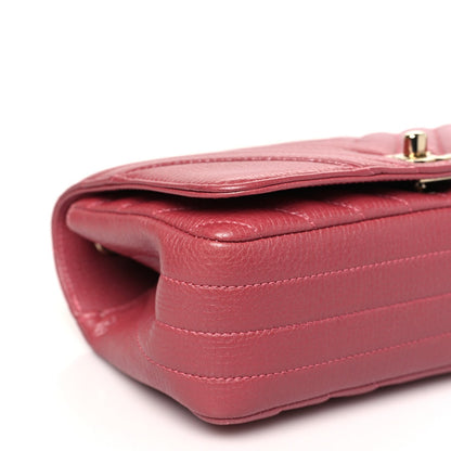Calfskin Chevron Quilted Mini Statement Flap Pink