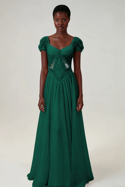 Stunning Blushing Pink Chiffon Sleeveless Long Evening Dress With Sequins