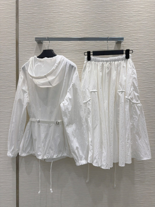 Prada 25 Jacket and Skirt White Polyester