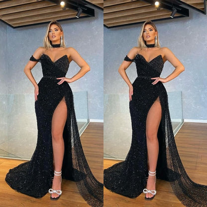 Mermaid Black Sweetheart Sequins Prom Dress