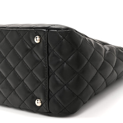 Lambskin Surpique Chevron Small Tote Black