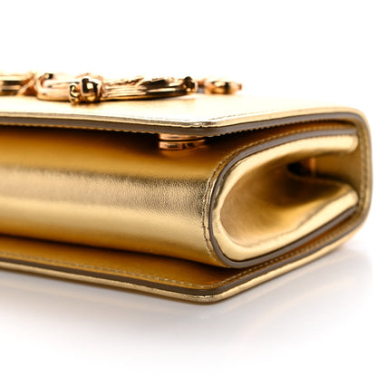 Metallic Calfskin DG Girls Shoulder Bag Gold