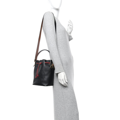 Vitello Grace F is Fendi Stamp Patch Perforated Small Mon Tresor Bucket Bag Black