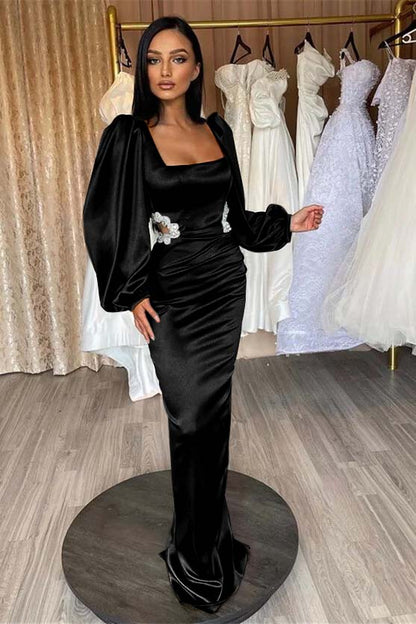 Glamorous Long Puff Sleeves Mermaid Prom Dress With Appliques