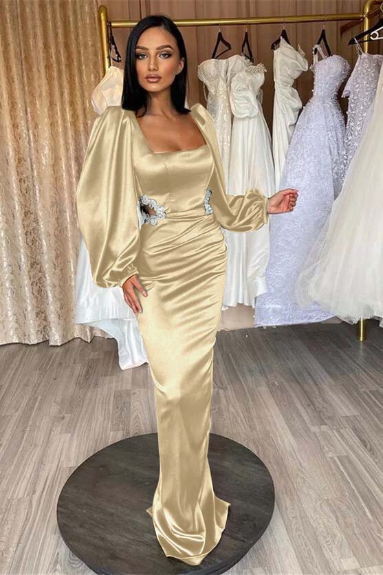Glamorous Long Puff Sleeves Mermaid Prom Dress With Appliques