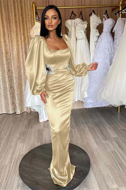 Glamorous Long Puff Sleeves Mermaid Prom Dress With Appliques